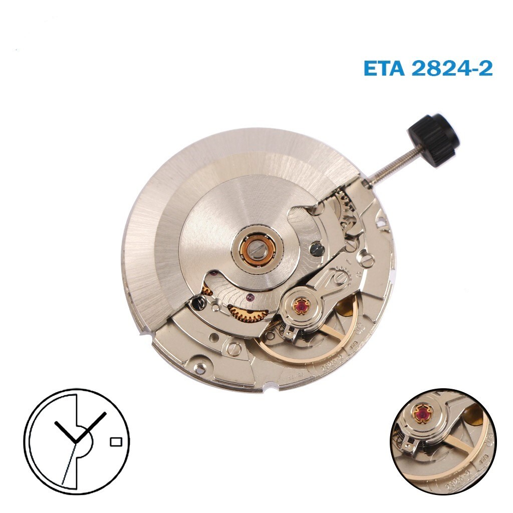 ETA 2824-2 Automatic Swiss Movement, White Date Day Disks at 3 & Zodiac Dial.