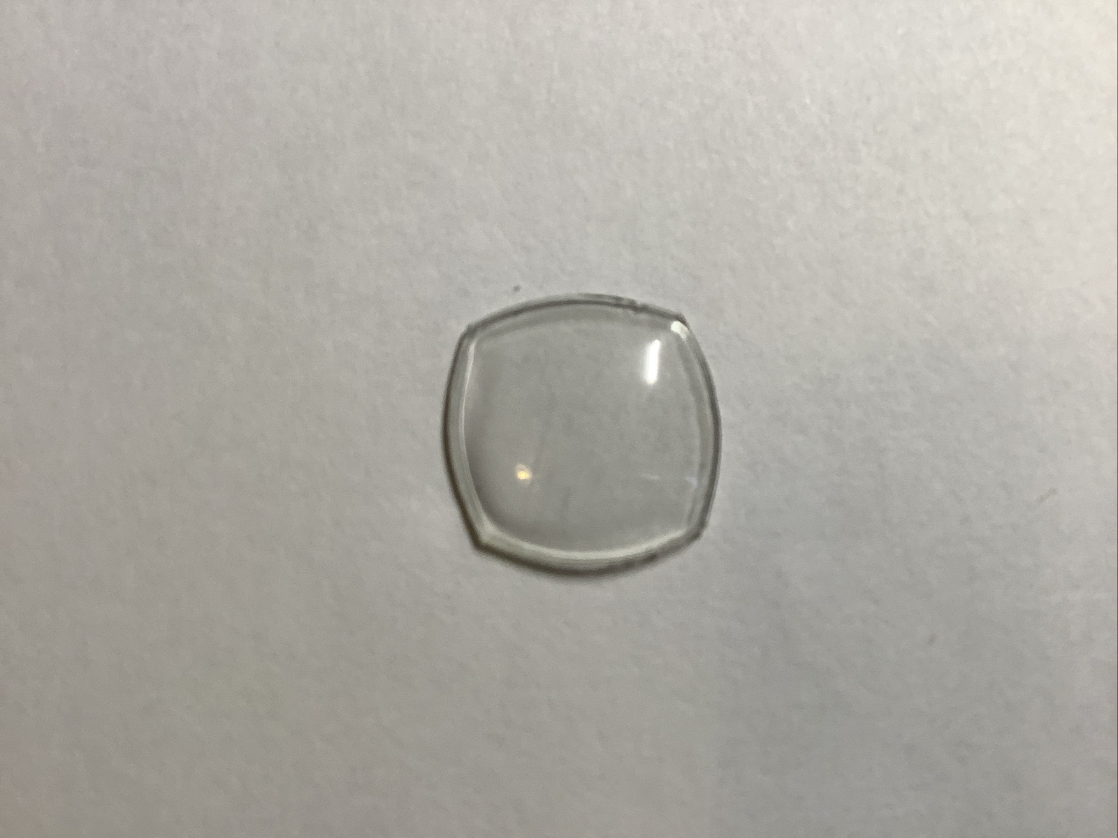 PERSPEX WATCH GLASS. CUSHION Raised. 15x15mm Ref 505