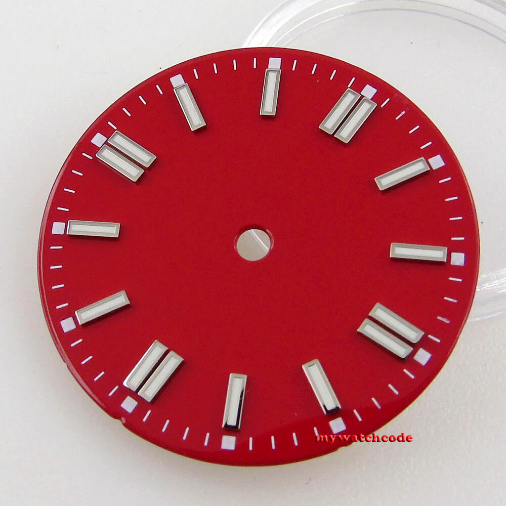 29MM Blue Black White Watch Dial Luminous Marks For Miyota 8215 2824 NH35A NH36A