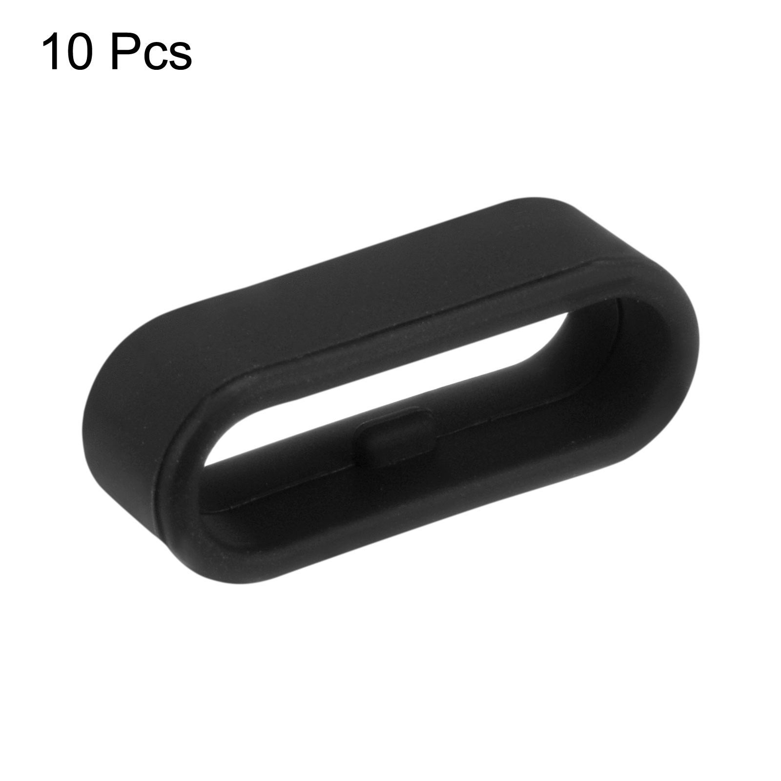 10Pcs Watch Band Strap Loops Silicone Fastener Rings for 20mm Band, Black