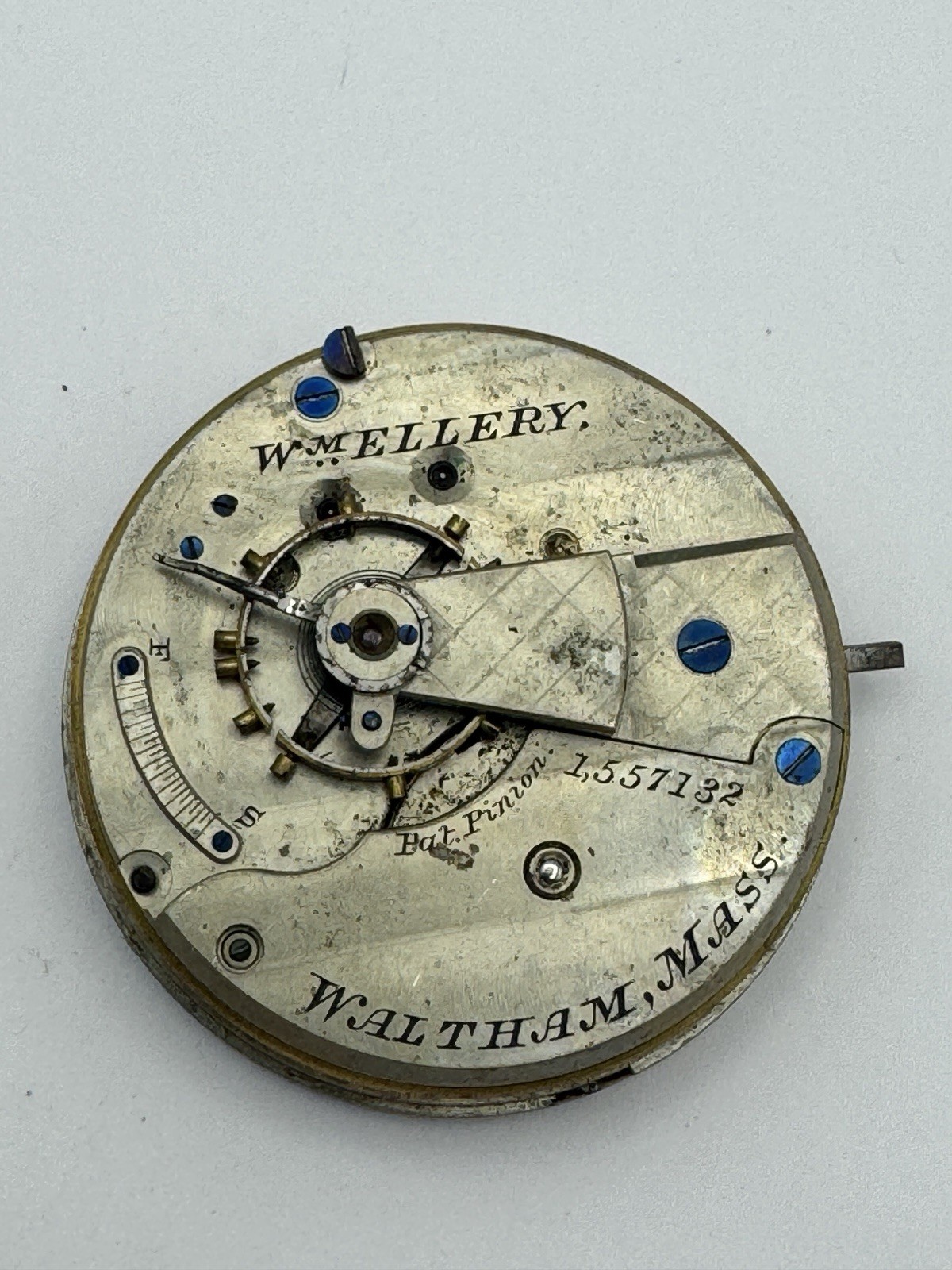 Vintage Waltham 18s 11J WM. Ellerey Model 1877 Pocket Watch Movement For Parts