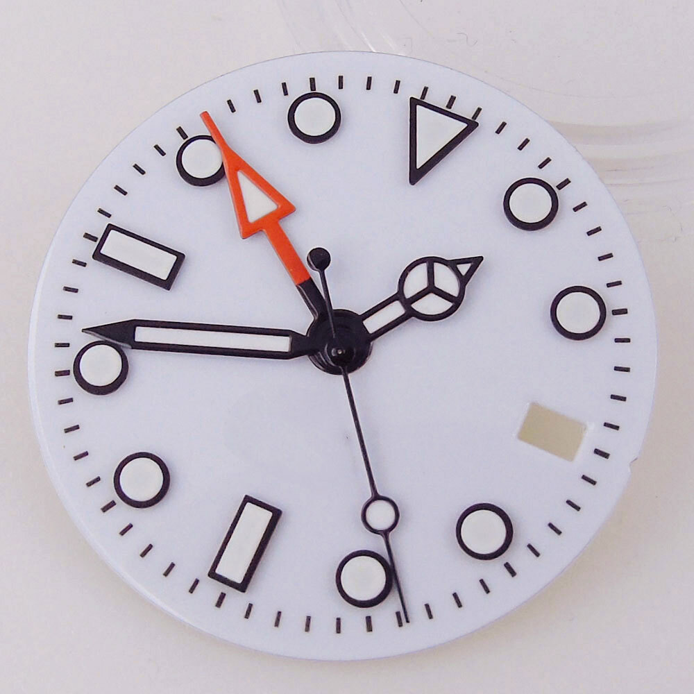 Green Luminous Black White 29mm Watch Dial Hand fit NH34A NH34 GMT Watch Part