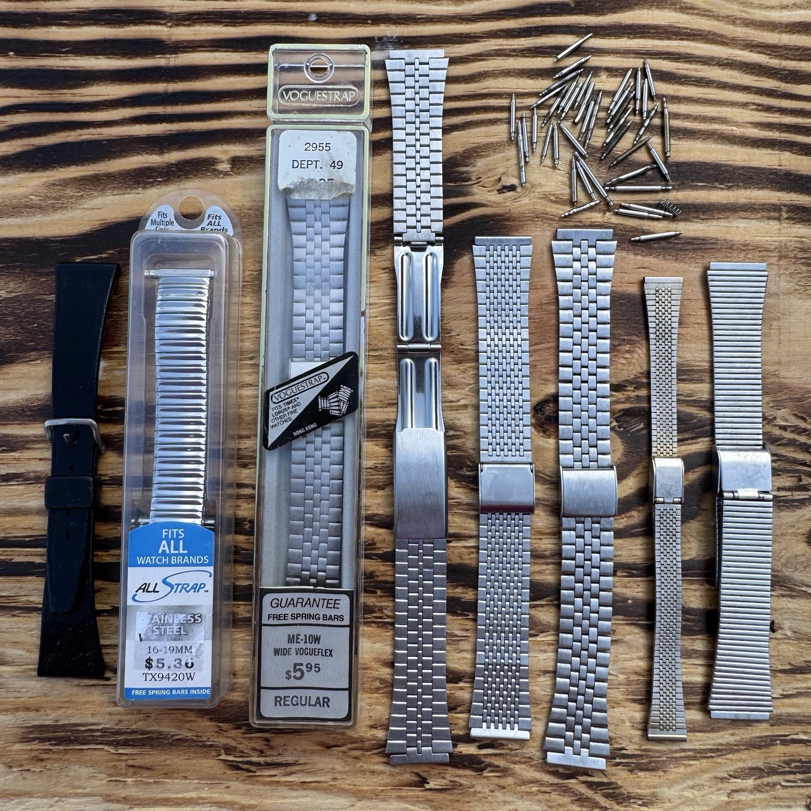 Vintage Watch Band Bracelet Lot Stainless Steel Replacement Bands Spring Bars