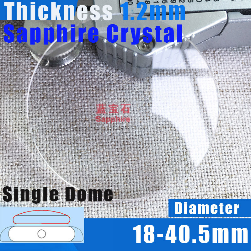 1.2mm Single Dome Sapphire Crystal 18 to 40.5mm Watch Mineral Glass Round Mirror