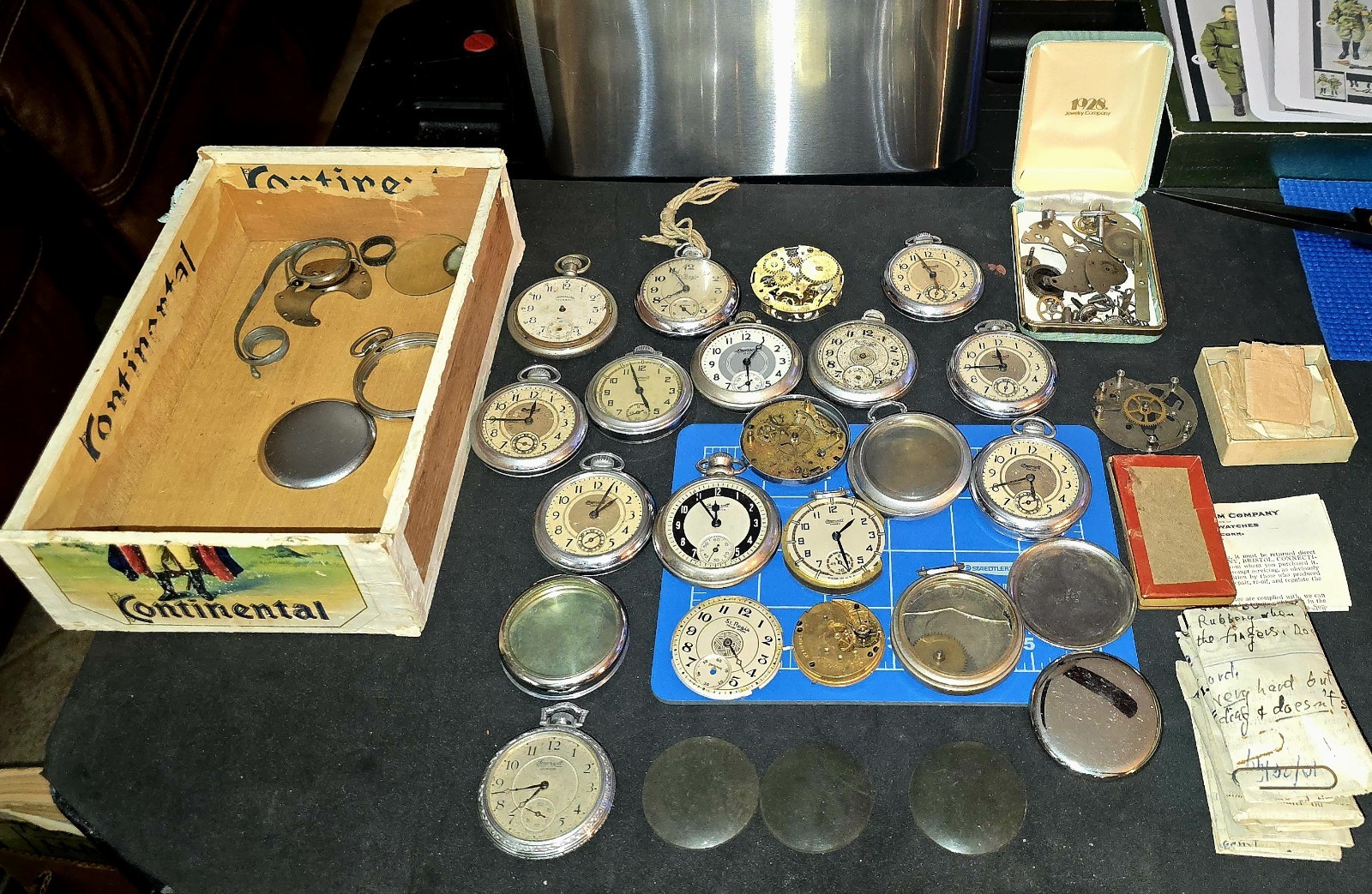 Lot Of Antique Pocket Watch Cases & Parts plus Some Research Papers By Inventor