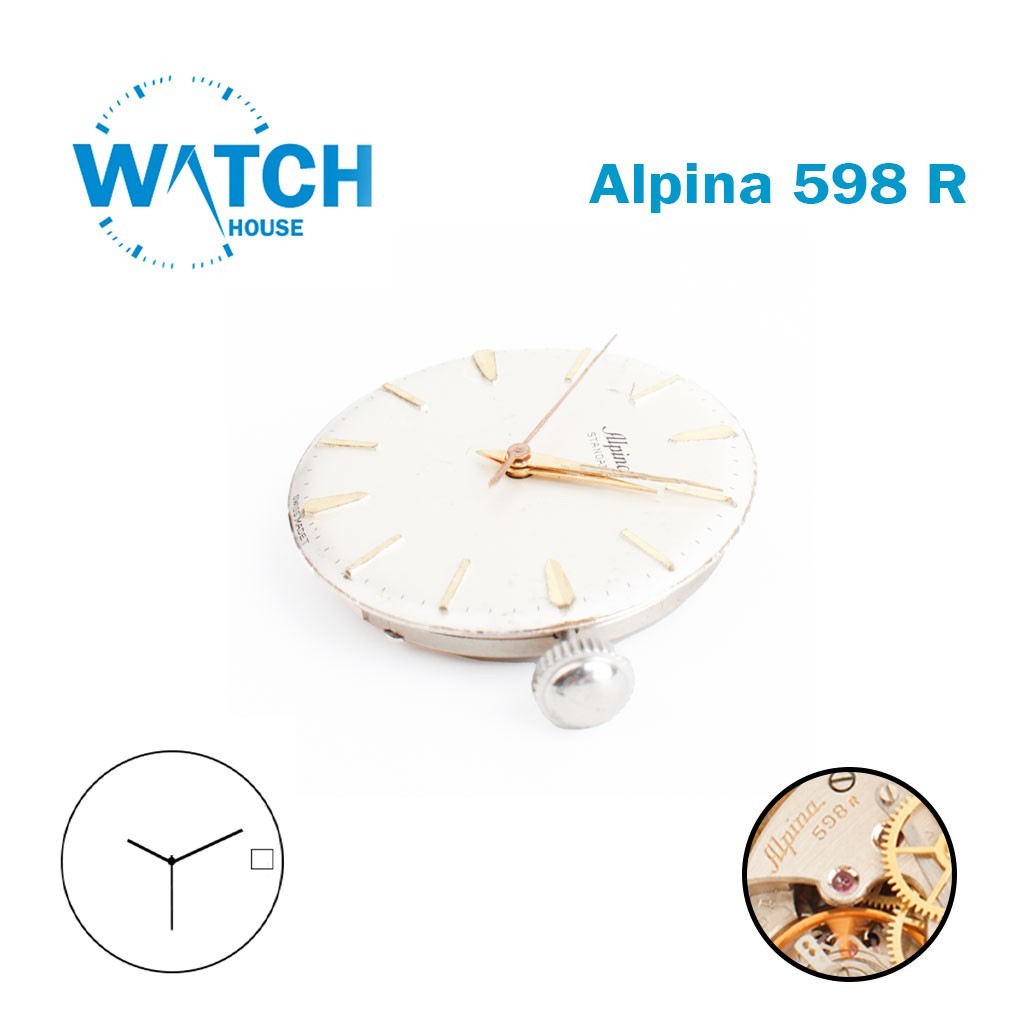 ALPINA 598 R Swiss Manual Movement-With Dial Alpina-Without Disk-3 Hands-Used