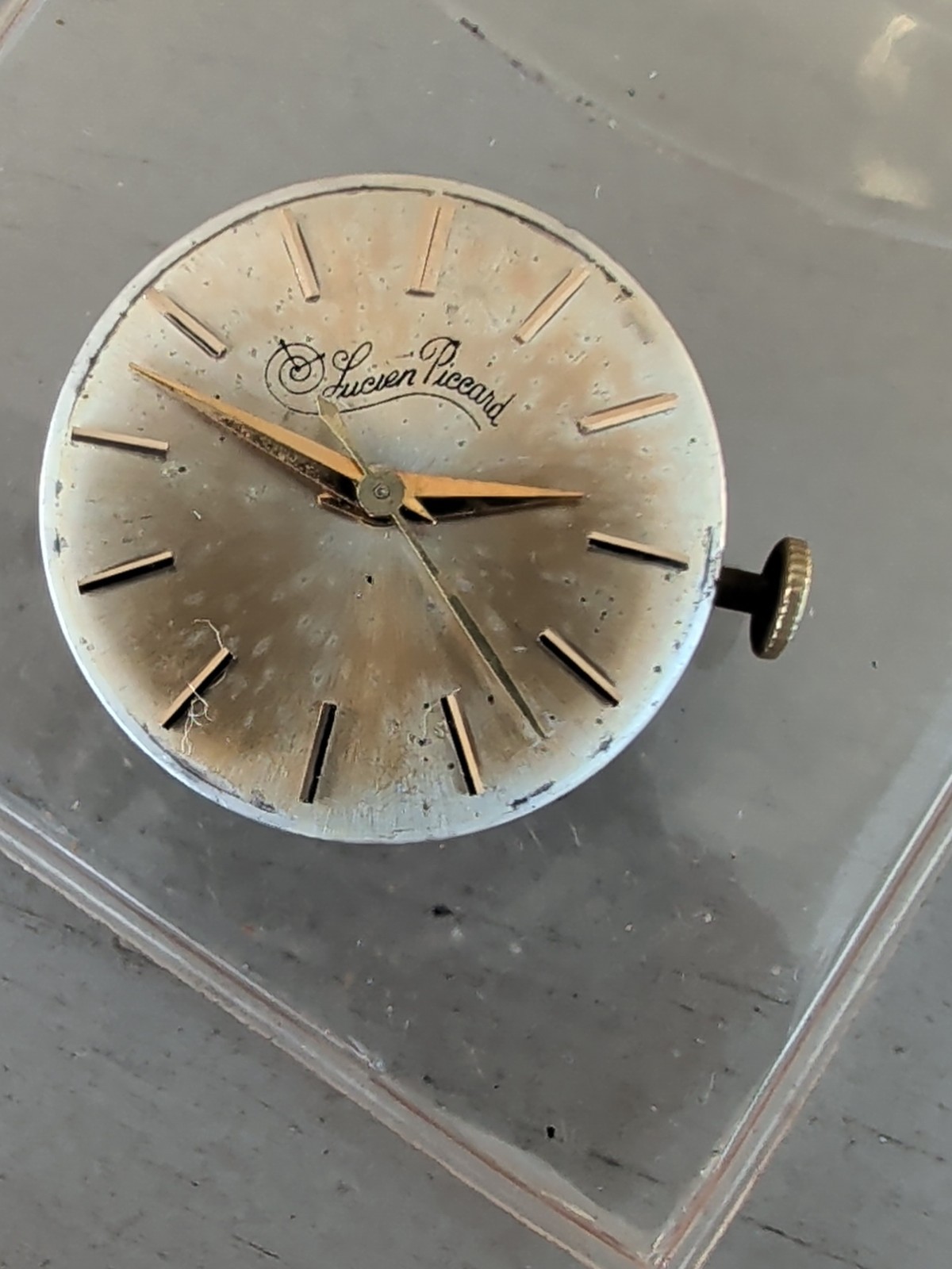 Lucien Picard Watch Movement Swiss 17 Jewel AXU 24mm Gold Dial Ticking