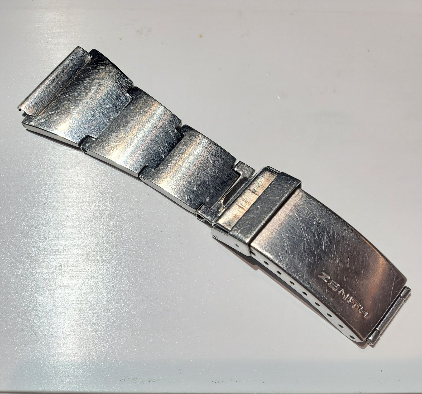 70s Zenith Lobster Style Stainless Steel Fliplock & Half Bracelet 22mm Width