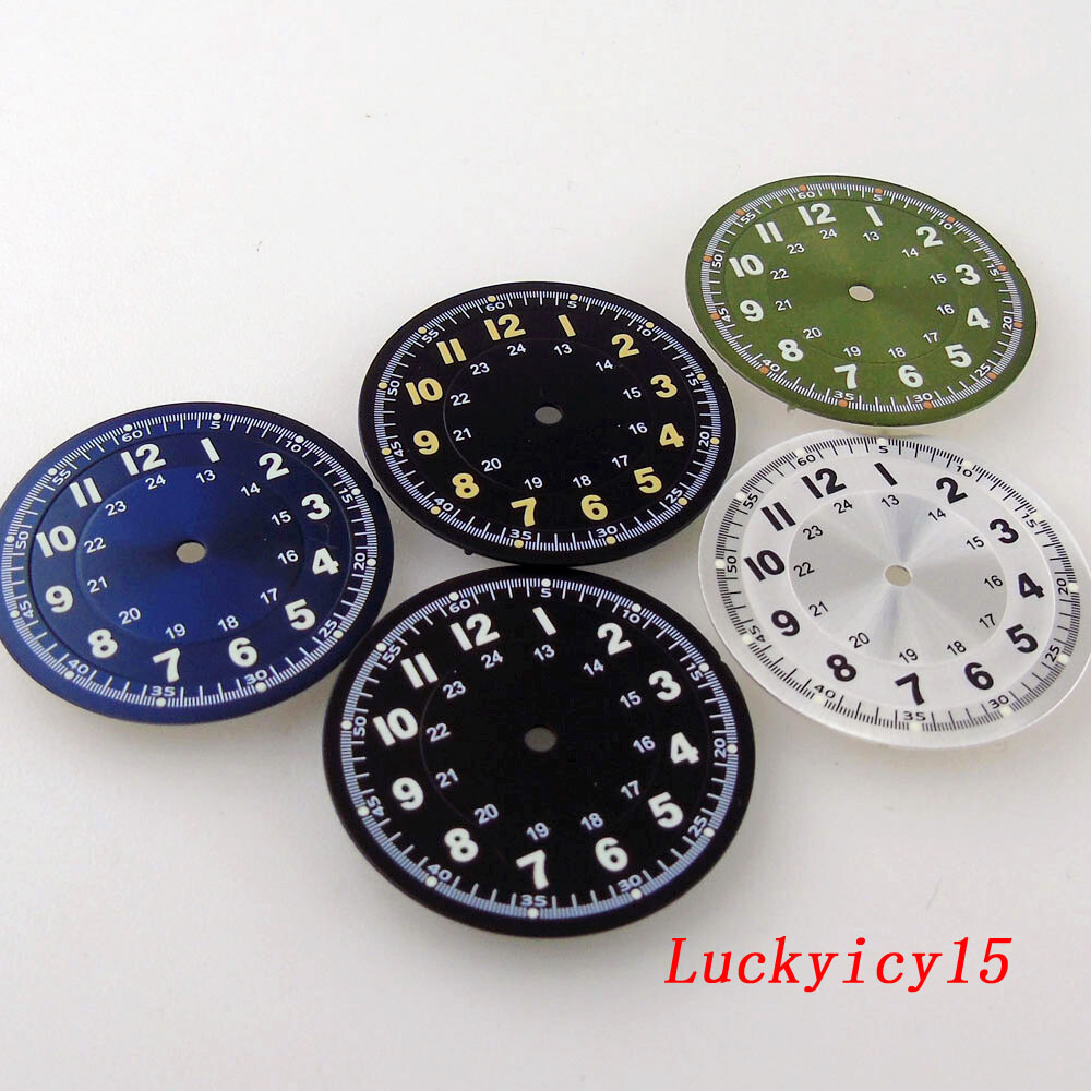 MOD New 29mm Sunburst Red Arabic Numerals Watch Dial For NH35 NH36 NH38 Movement