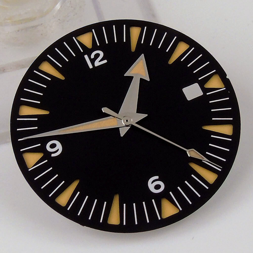 Black/Blue 31mm Watch Dial Parts For NH35 Automatic Movement With Date Window