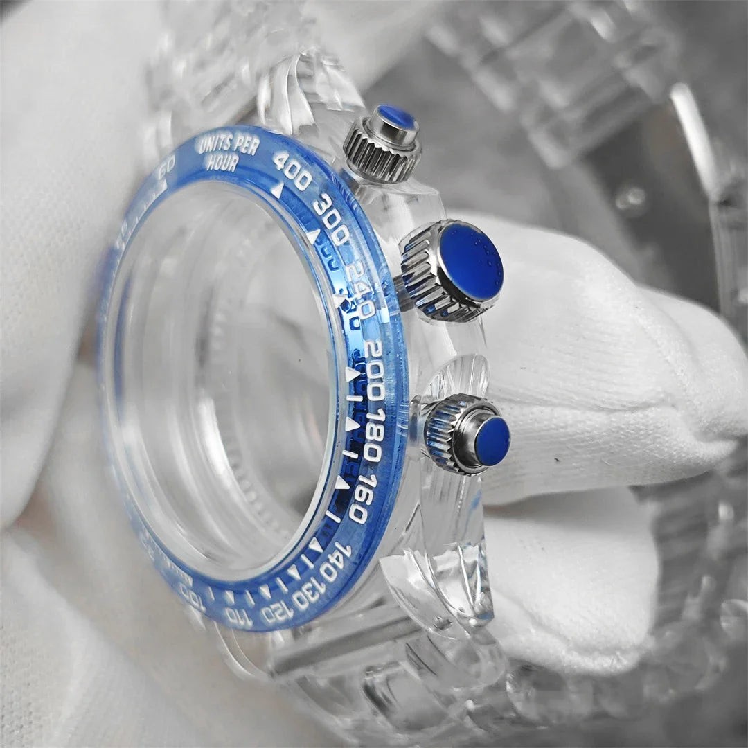 39mm Transparent Acrylic Watch Case 20mm Watch Bands Set 29.5mm Dial for VK63
