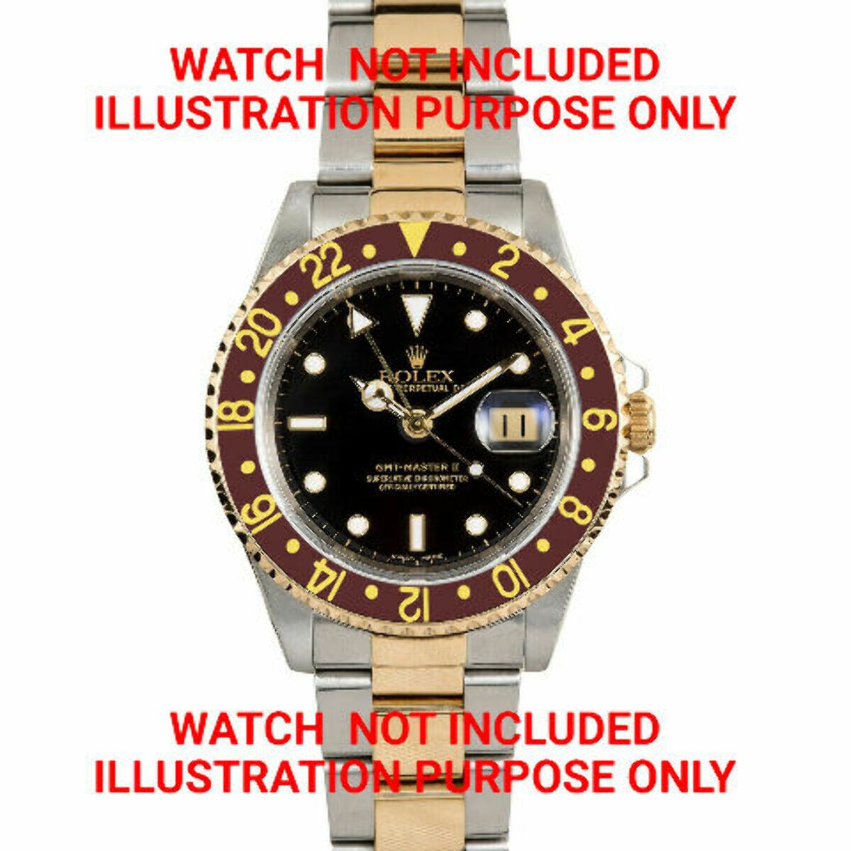 Brown Aluminum Replacement Bezel Insert Retainer 37.70mm x 30.70mm For Rolex GMT