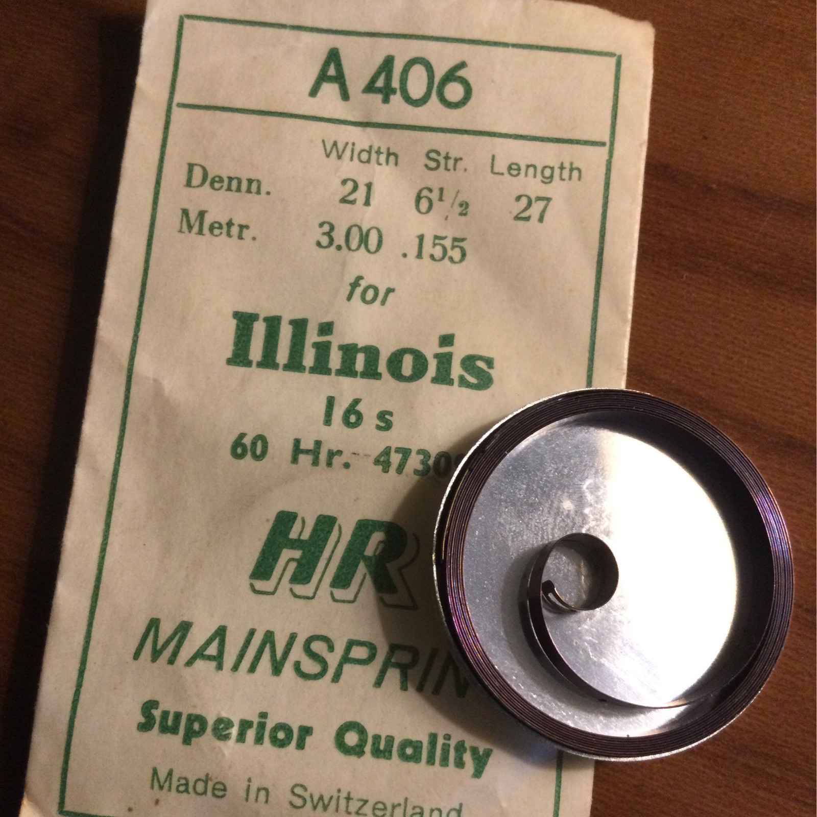 HR Mainspring A406 for Illinois 16s No. 47309 for 60hr – Steel