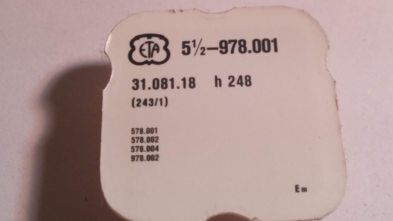 LOT of ETA Parts 978.001 248 223