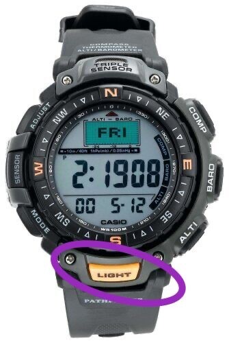Genuine Casio PAG-40 PRG-40 orange plastic LIGHT push button @ 6:00hr