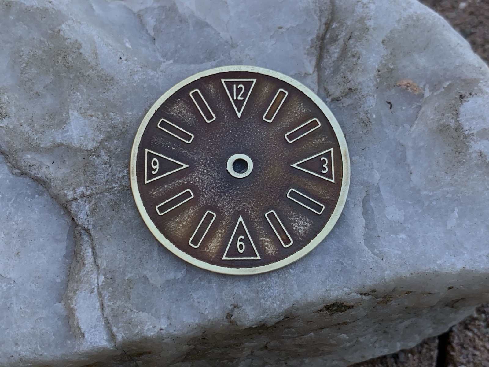Zodiac Ø 37 mm watch dial, hand made, deeply engraved, silver brass oxidized