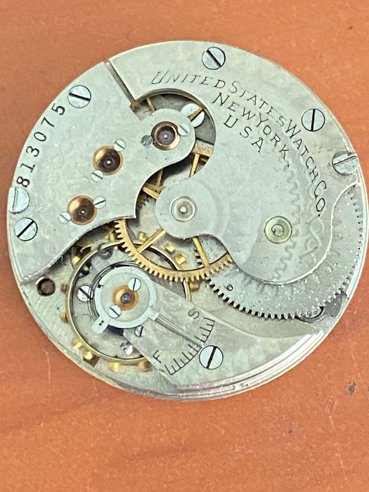 VINTAGE 0 SIZE UNITED STATES WATCH CO. POCKET WATCH MOVEMENT,GR. 276, K.T.
