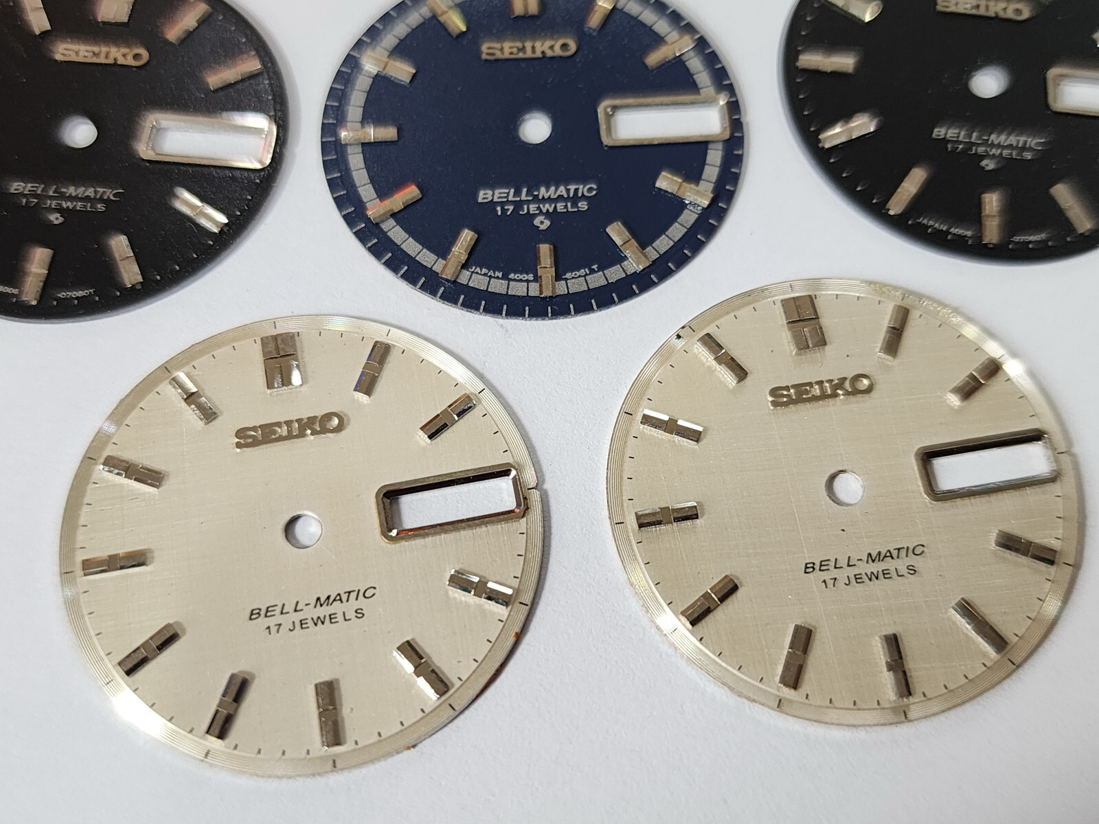 5 x USED DIAL FOR SEIKO BELL-MATIC 4006 ALARM — 2