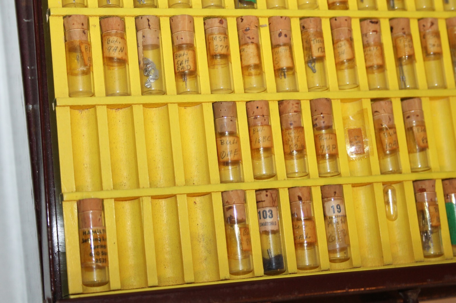 Swartchild & Co 2 Drawer Metal Cabinet w/ 217 vials Swiss Staffs & Stems