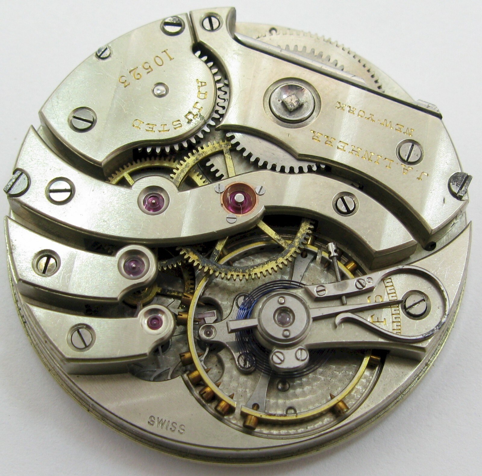 J. A. Linherr New York Pocket Watch broken movement … for parts …
