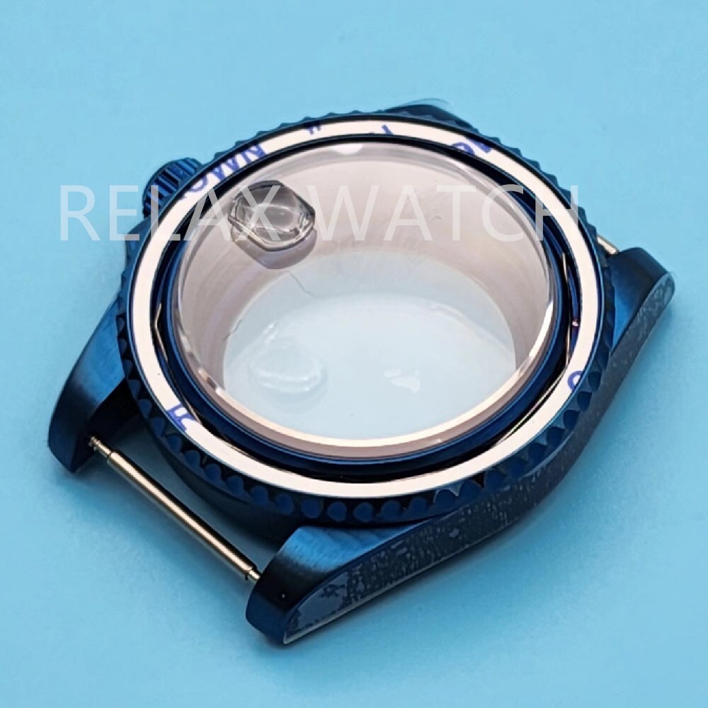 40MM PVD BLUE SS Sapphire Glass WATCH CASE FITS NH35 PT5000 ETA2824 Movement