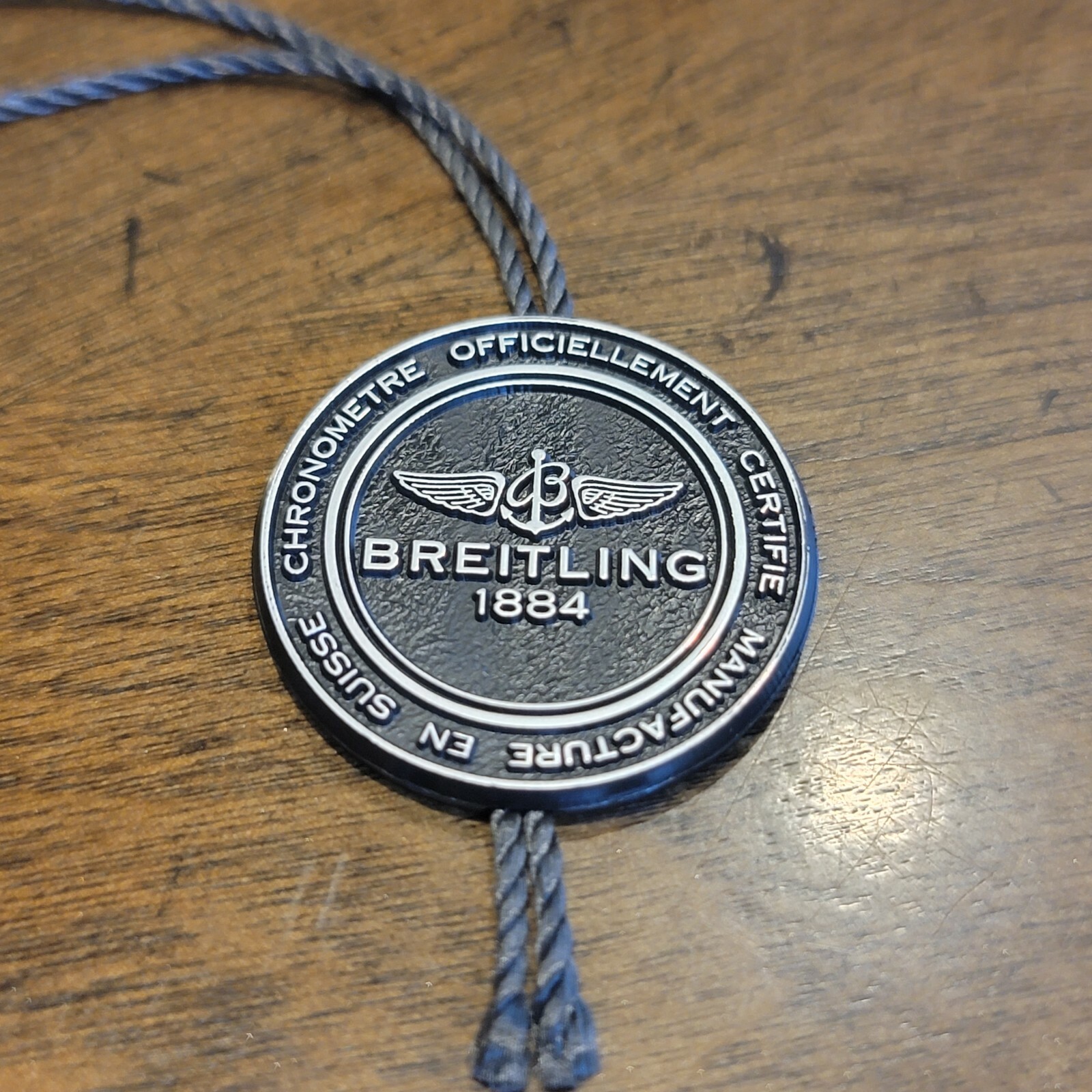 AUTHENTIC BREITLING 1884 SWISS BLACK HANG TAG OPEN BACK NEW-STYLE