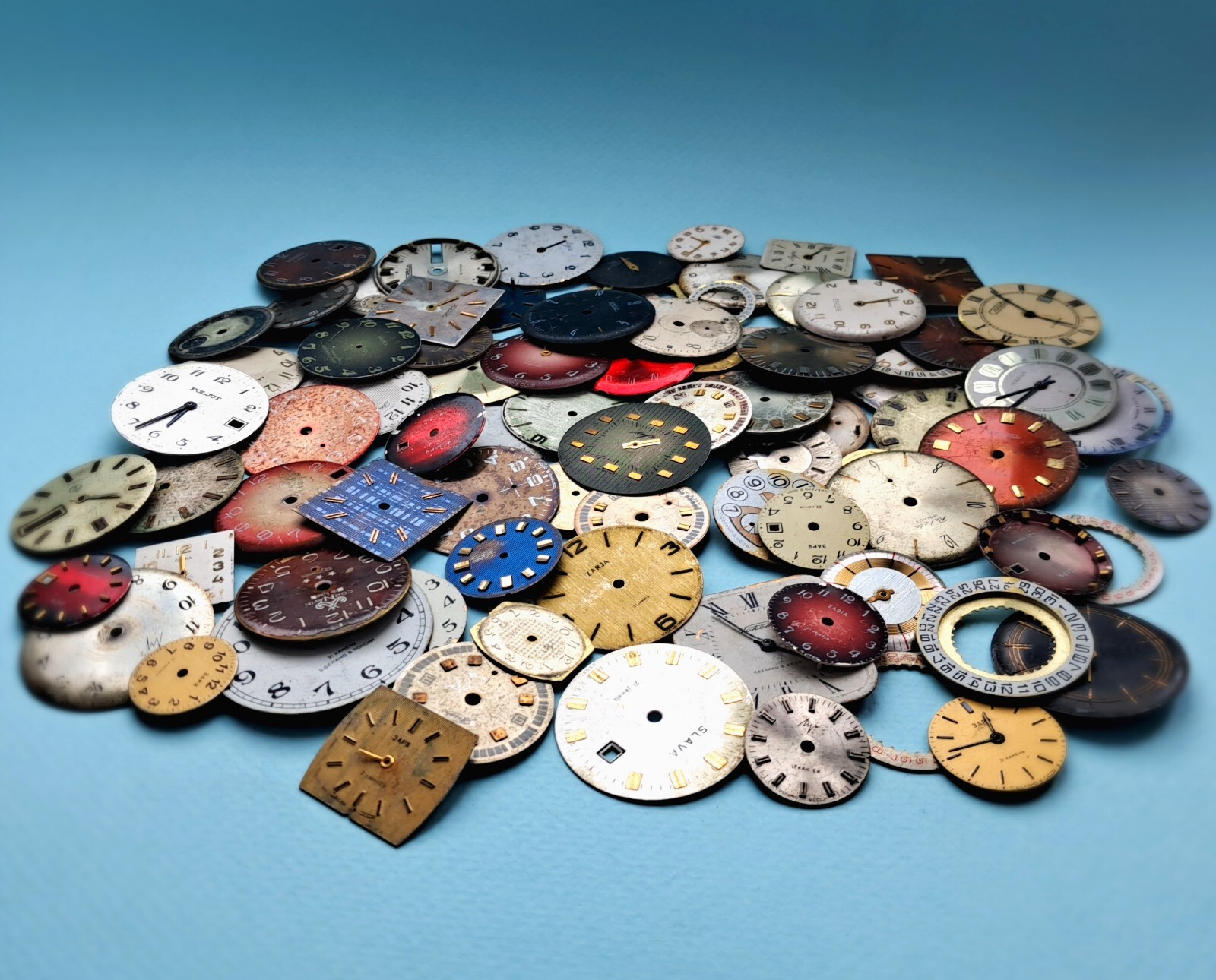Vintage Watch Dials Lot 150g – Steampunk Art Supplies – Antique Faces for watch