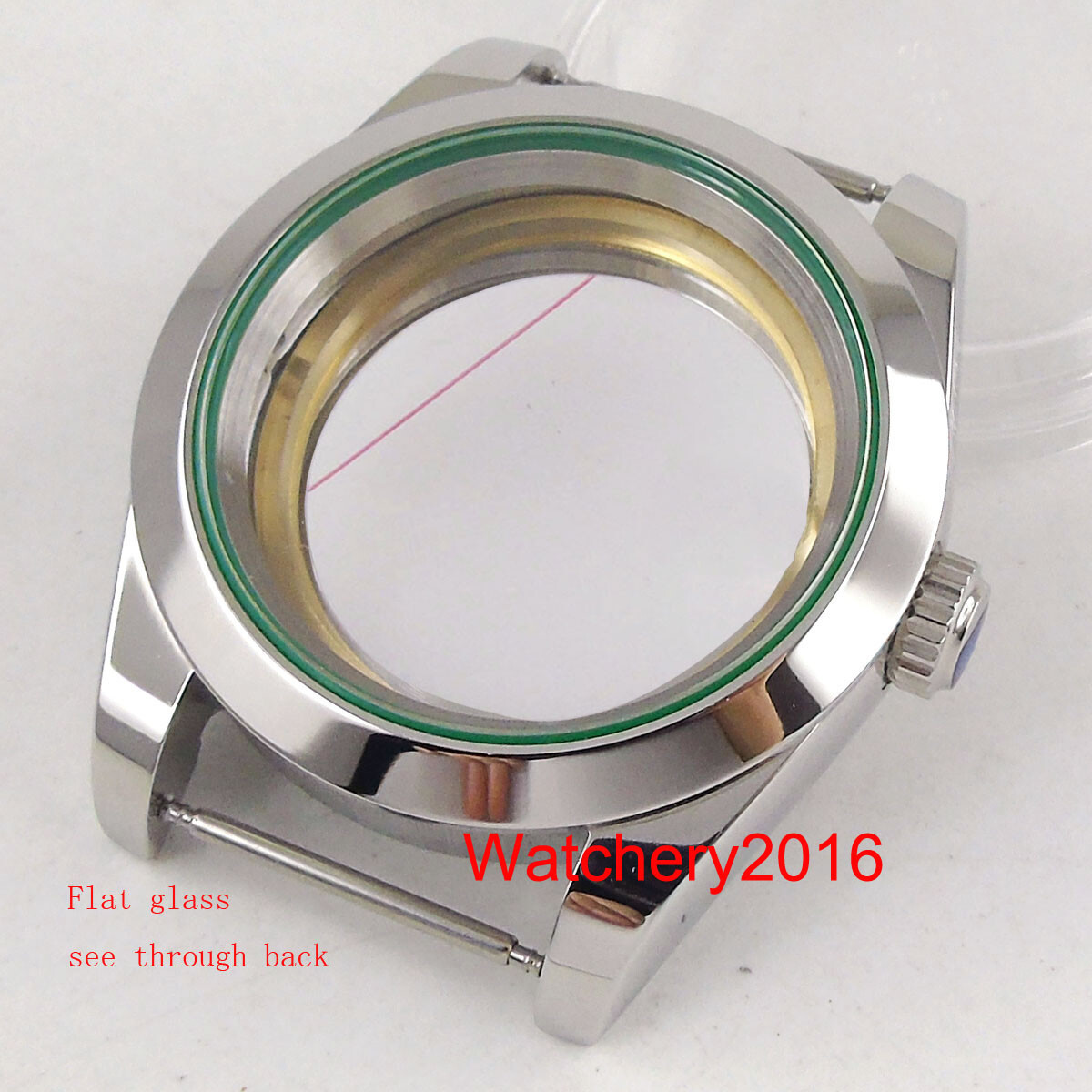 36mm Polish Watch Case Fit NH35 NH36A MIYOTA 8215 DG MINGZHU 2813 Green Gasket