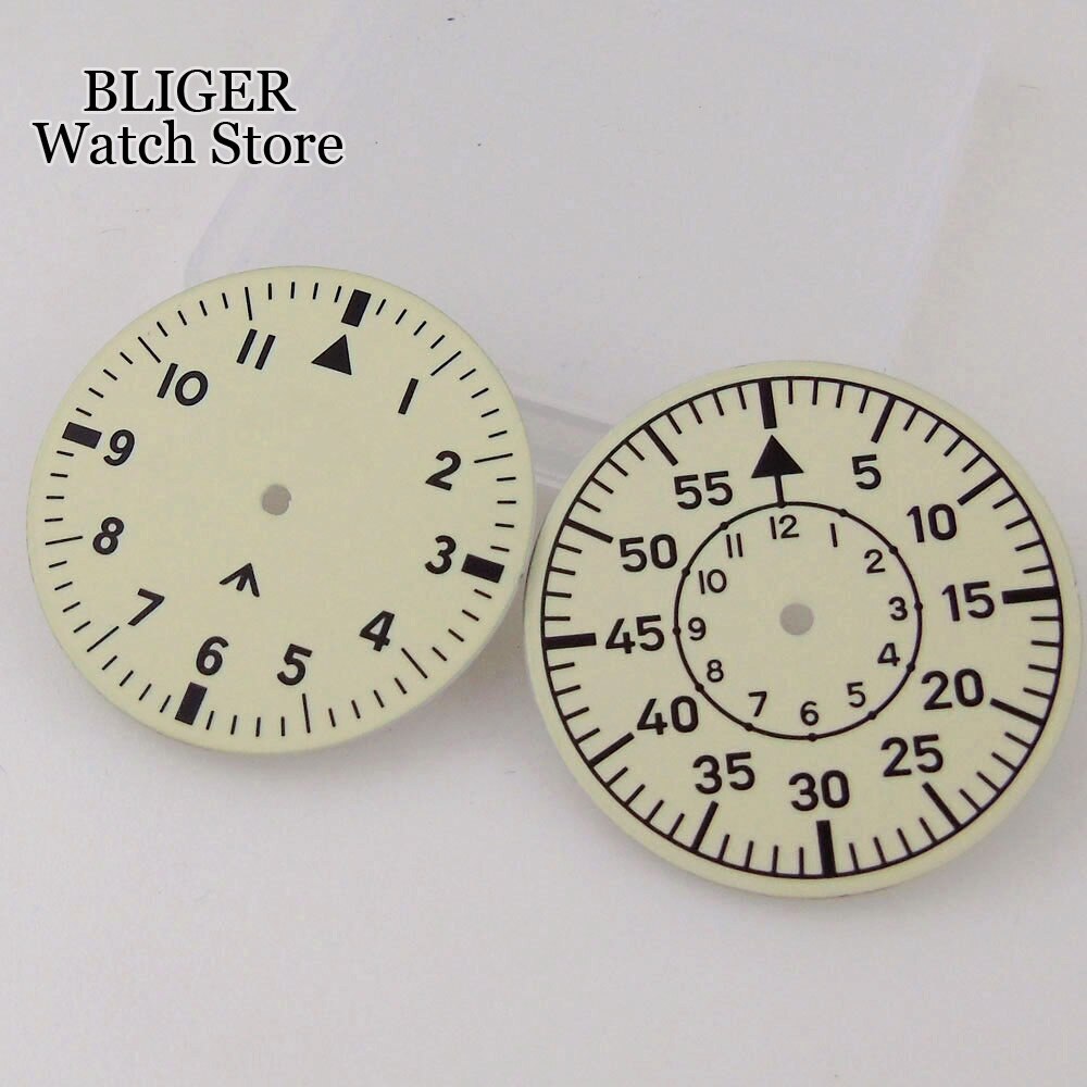 Full Lume Dial 33.5mm Watch Dial Beige fit NH35 NH36 Movement Watch Accessories