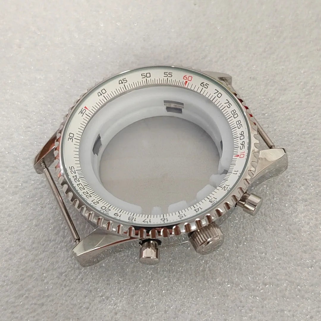 46.5mm Large Steel Watch Case Strap Set with Mineral Glass and Hands for VK63