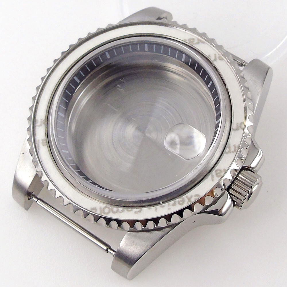 40mm black blue chapter ring Watch Case fit for NH35A NH36A 2824 sapphire glass