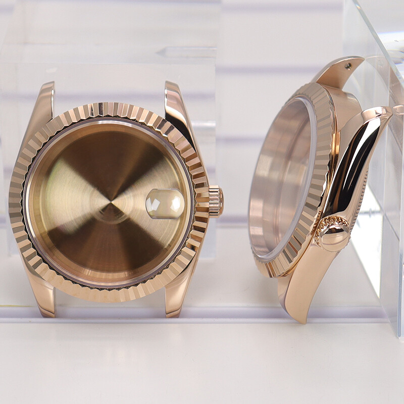 36mm/40mm Rose Gold Log Watch Case Sapphire Glass For Seiko Nh35 Nh36/38Movement