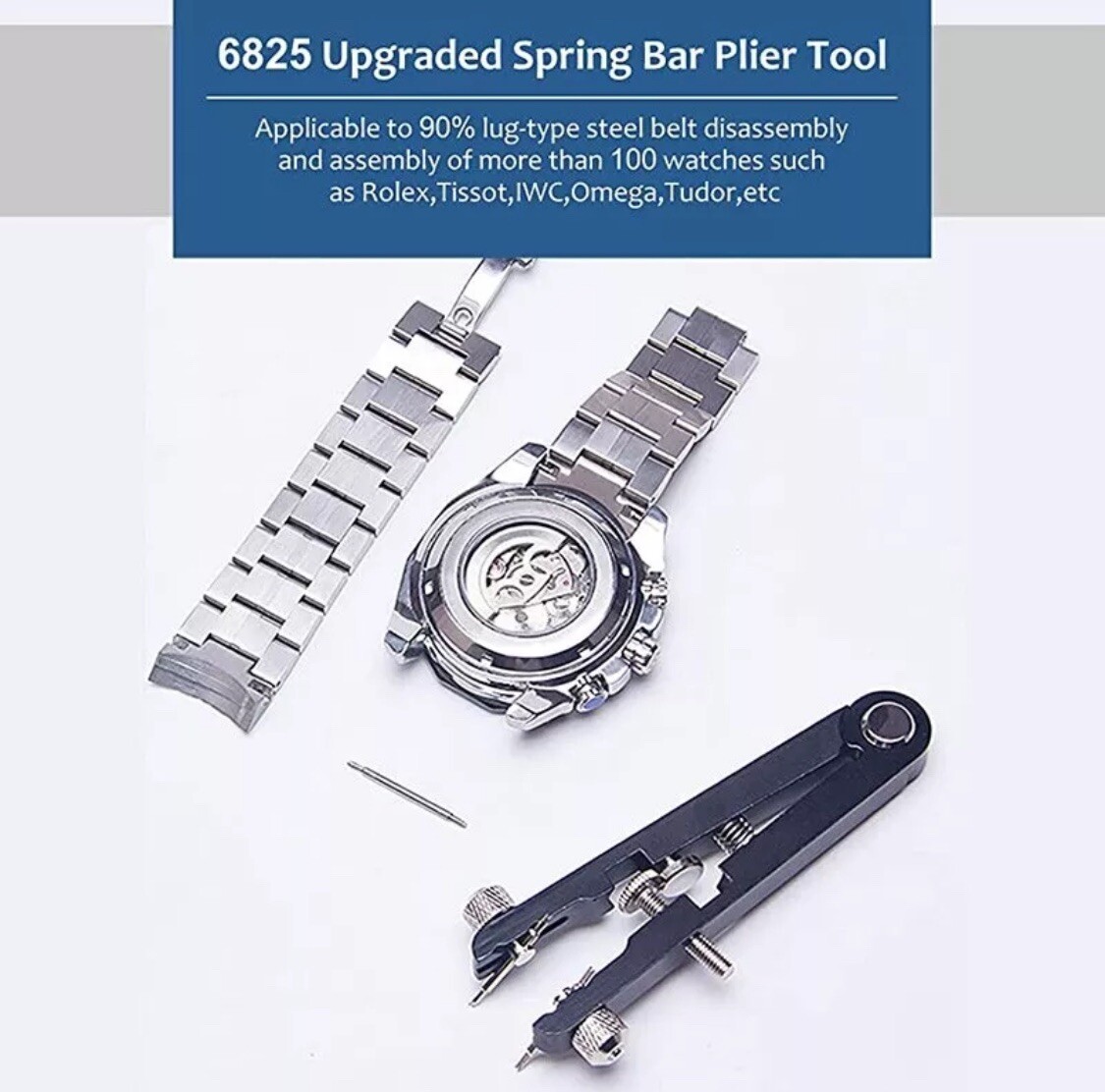 Watch Bracelet Spring Bar Remover Replace Removing Tool Y fork+8Pins For Rolex