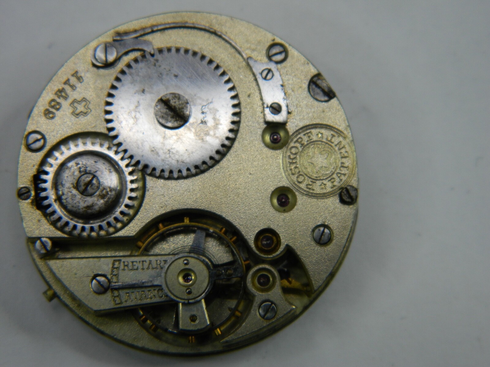 SMALL (30.7mm) VINTAGE ROSKOPF PATENT POCKET WATCH MOVEMENT – PARTS OR REPAIR