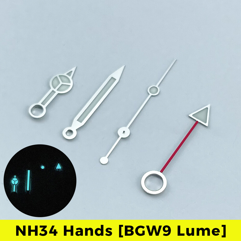 NH34 GMT Hands Set for SKX SSK Mod – Upgraded BGW9 Lume 4-hand Watch Pointers