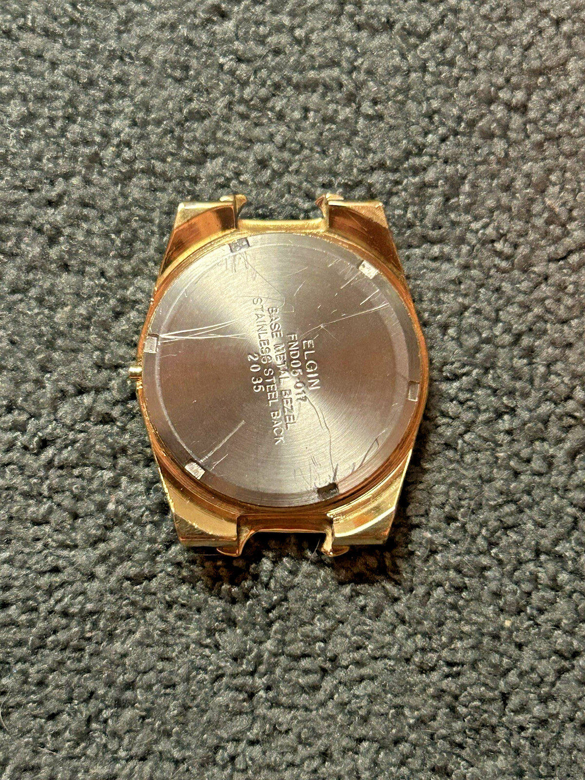 Vintage Elgin Gold Nugget 32mm Stainless Steel Back Empty Case For Parts – AS IS