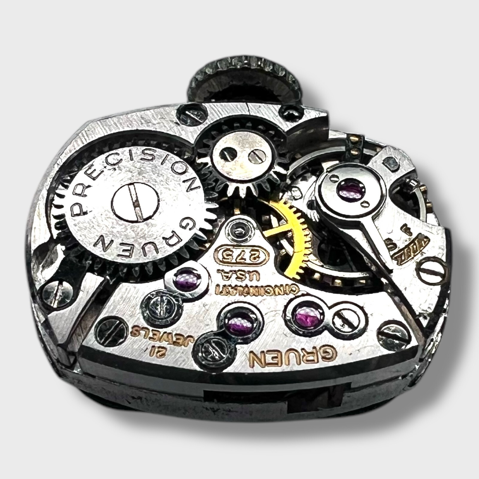 Vintage Gruen Precision Cal. 275 Watch Movement – 21 Jewels – Fully Functional