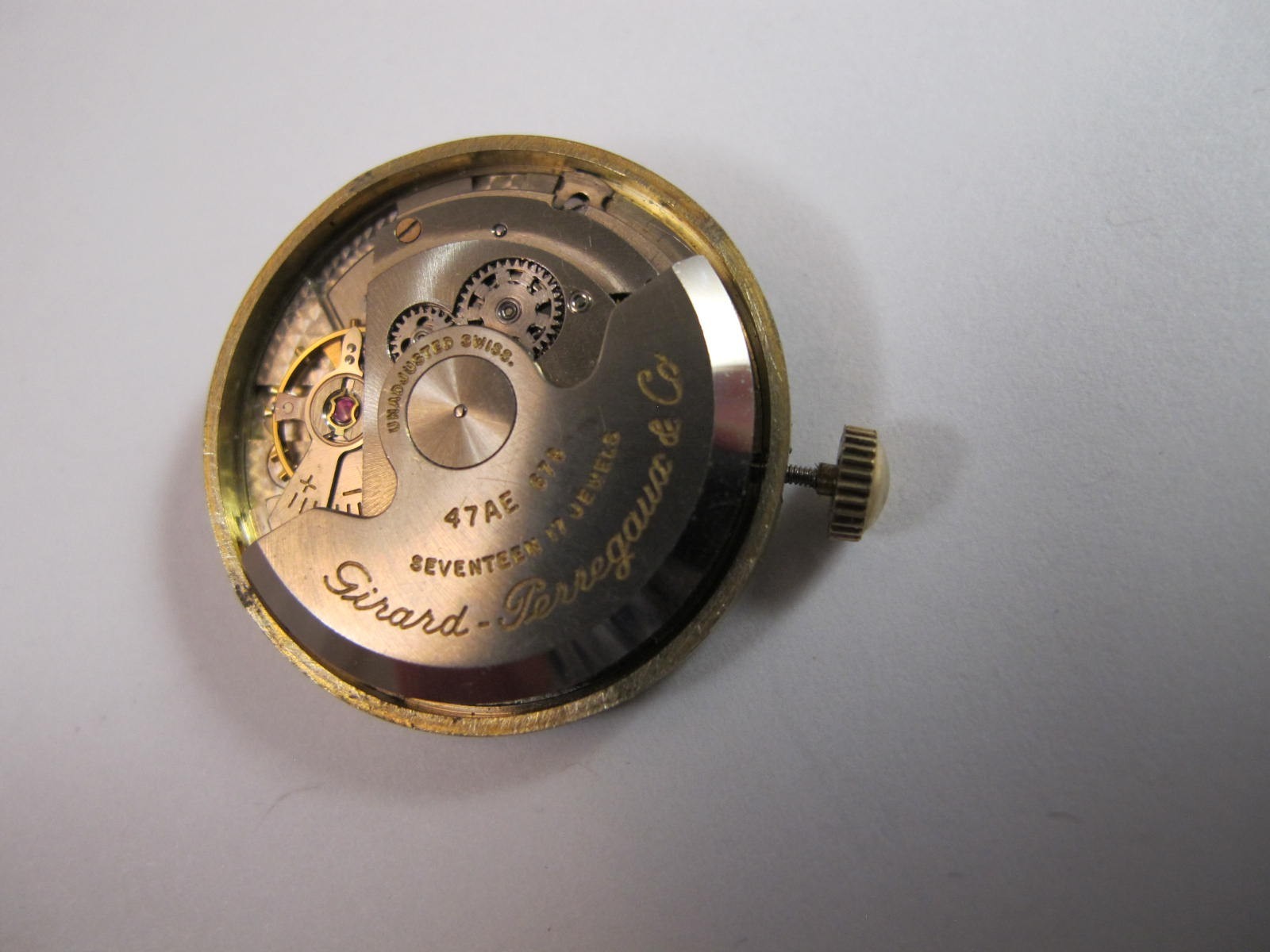 GIRARD PERREGAUX MENS VINTAGE 47AE 678 GYROMATIC MOVEMENT RUNS COMPLETE