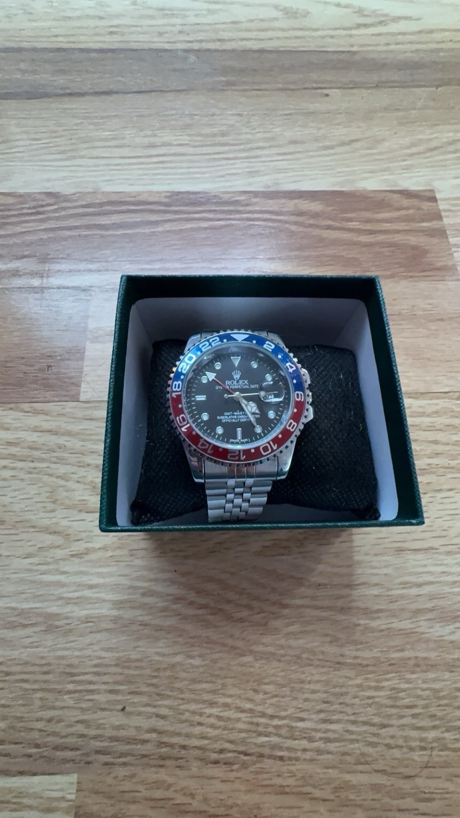 Rolex Pepsi Bezel Insert for GMT B315-16750-6-A1 Stainless Steel Watch New NOS