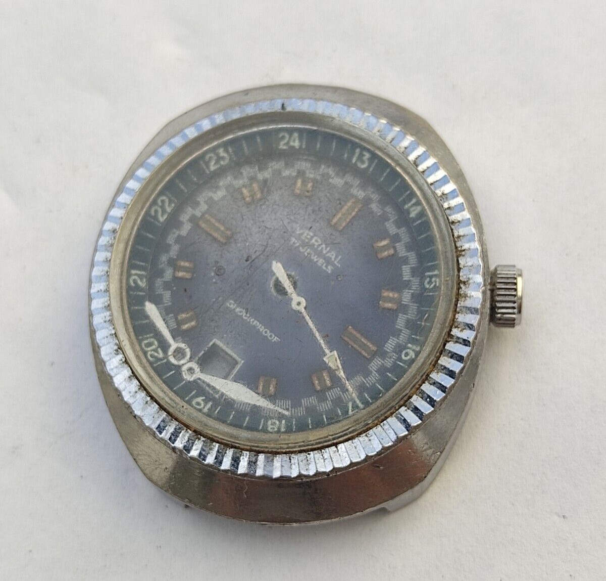 VERNAL Automatic Shockproof cal 3012 Watch Blue Dial Vitange Part or Spare