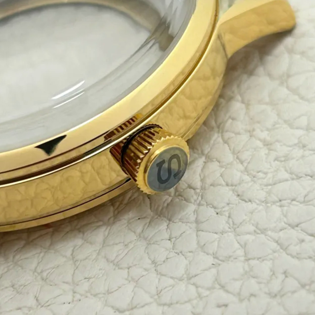 Polished Gold 316L Cocktail Watch Case Arched Glass Back 40mm Fit NH35 NH34 Mod