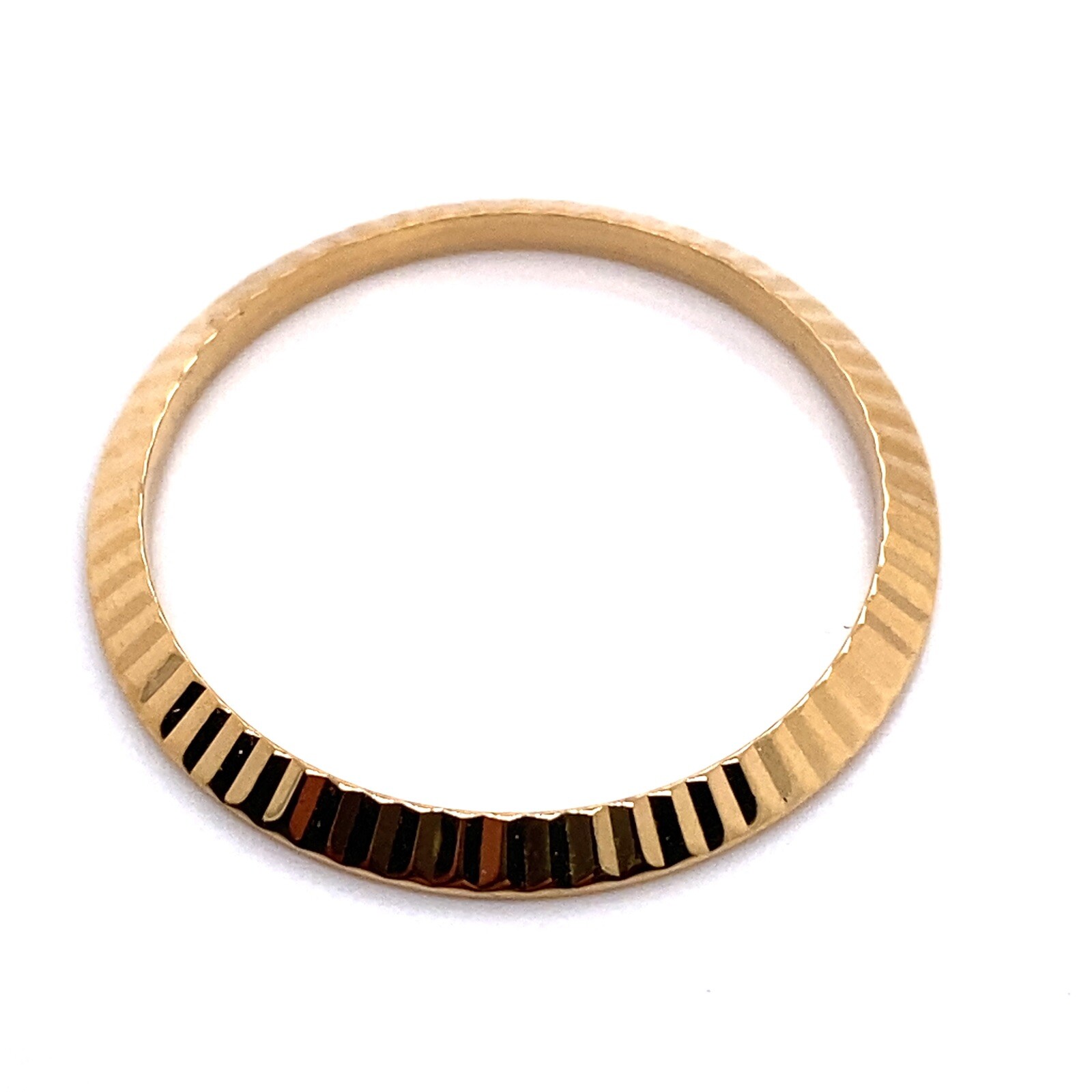 18K Solid Yellow Gold 26 mm Fluted Bezel For Rolex Watch