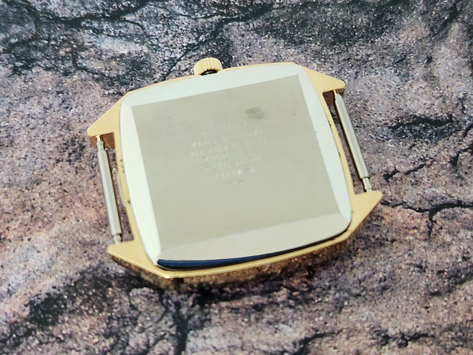 NOS NICE VINTAGE KING SEIKO KS GOLD TONE SGP CASE 5246-5030 CASE CRYSTAL CROWN 2