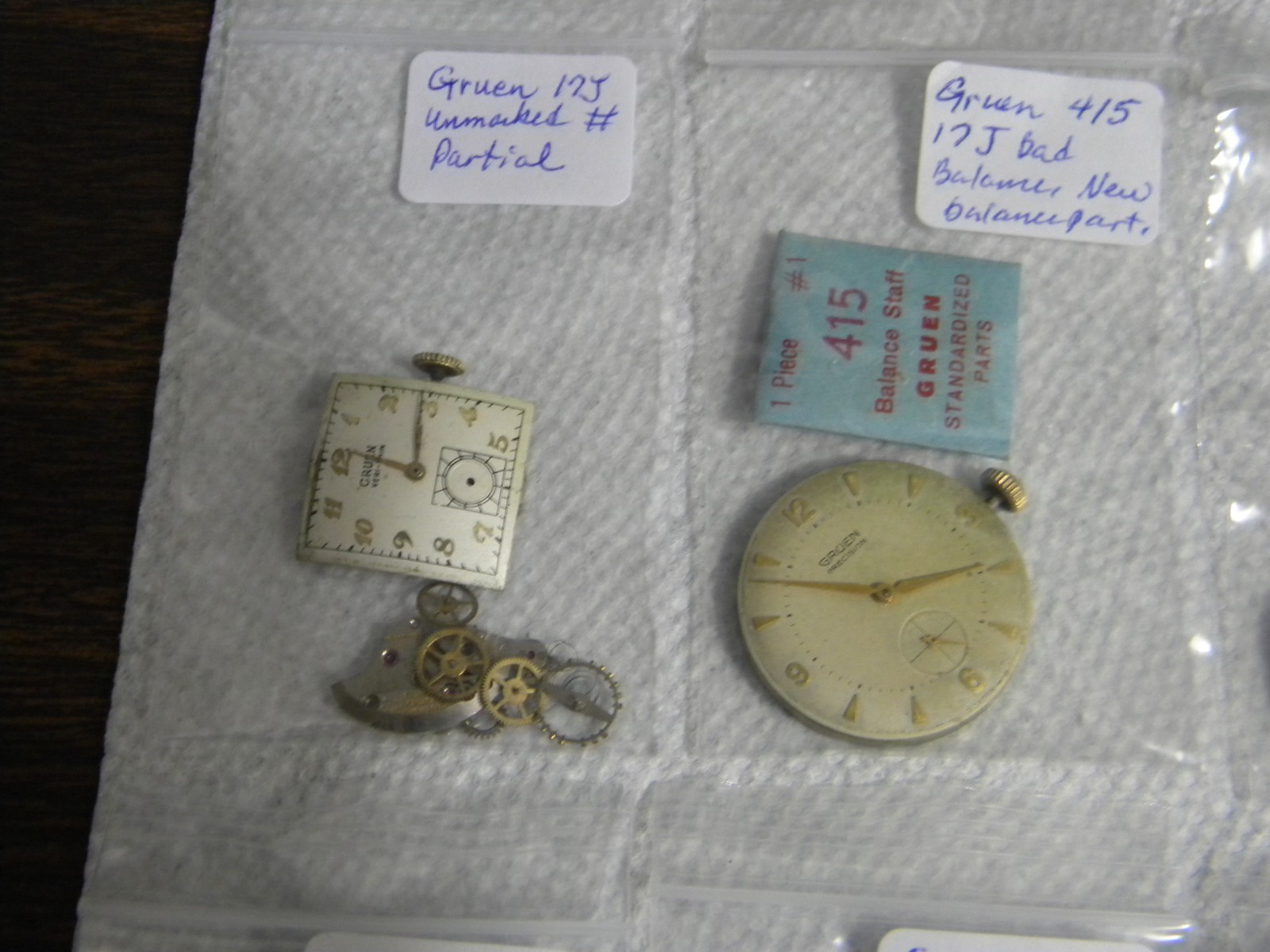 Gruen Lot 15J to 21J Wrist Watch Movements to Repair or for Parts Qty 10 Each
