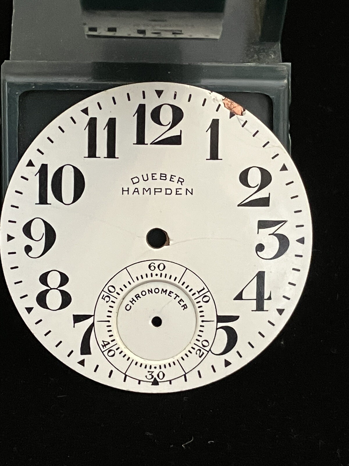 VINTAGE RARE DUEBER HAMPDEN POCKET WATCH DIAL 41MM ENAMEL-SUNK SUB SECONDS
