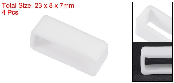 Watch Band Strap Loops Silicone for 19mm Width Watch Band, White 4 Pcs