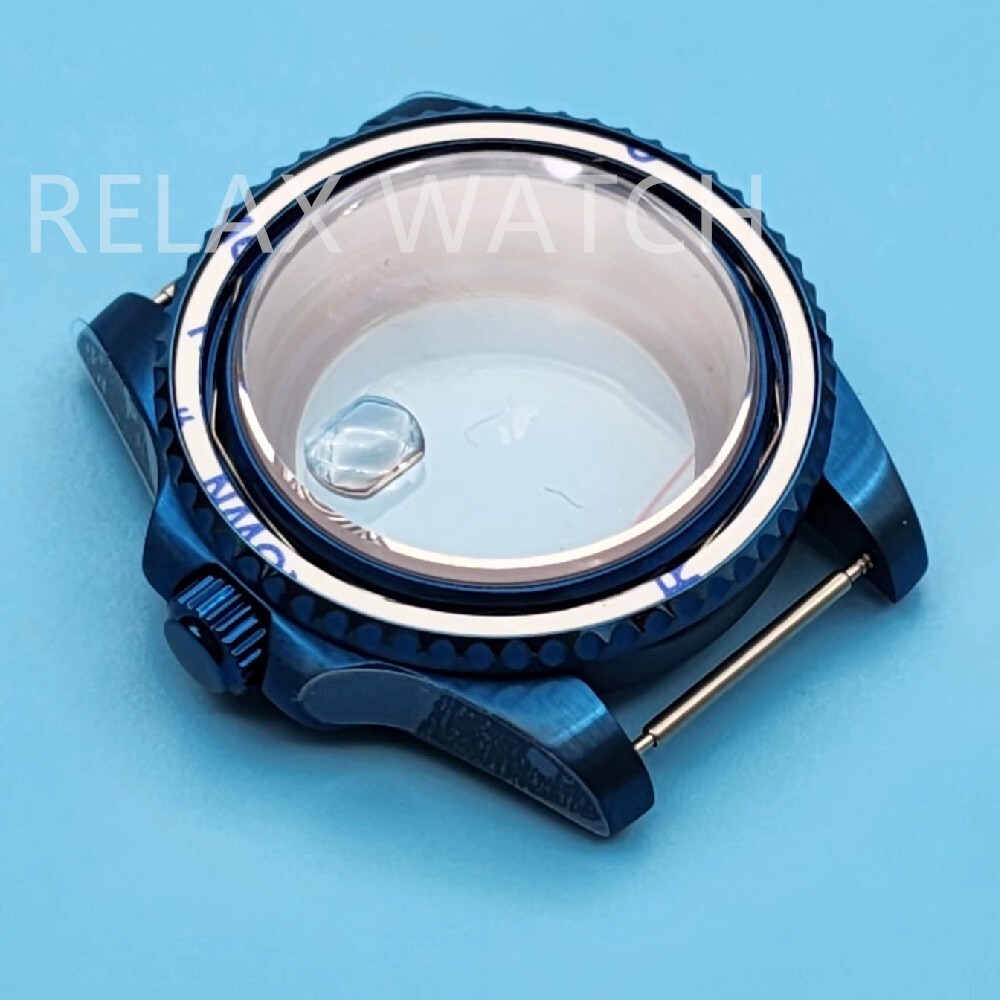 40MM PVD BLUE SS Sapphire Glass WATCH CASE FITS NH35 PT5000 ETA2824 Movement