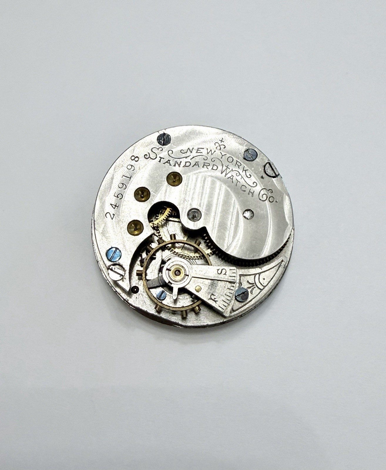 Vintage New York Standard Watch Co Pocket Watch Dial & Movement 34mm PARTS
