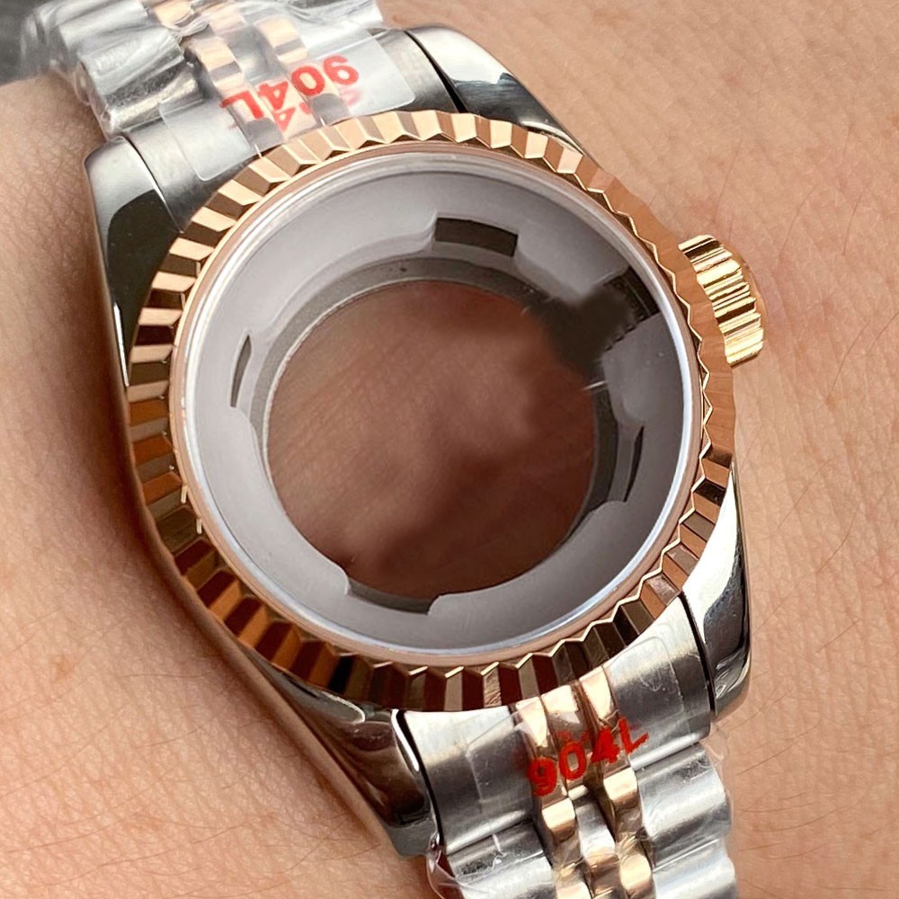 31mm Jubilee Watch Case Fit NH05A Auto Movement Fluted Bezel Sapphire Glass