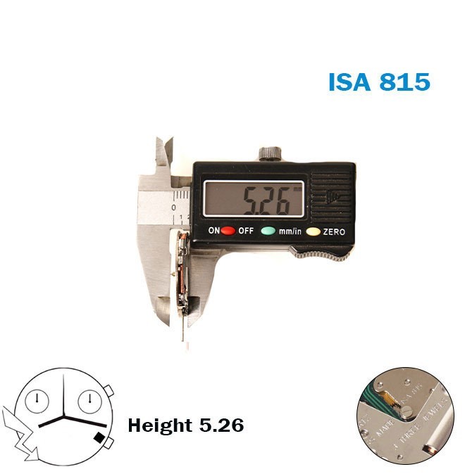 ISA 815 Swiss Made Movement -White Date Disk At 4-3 Hands-Chronograph-H:5.26mm.